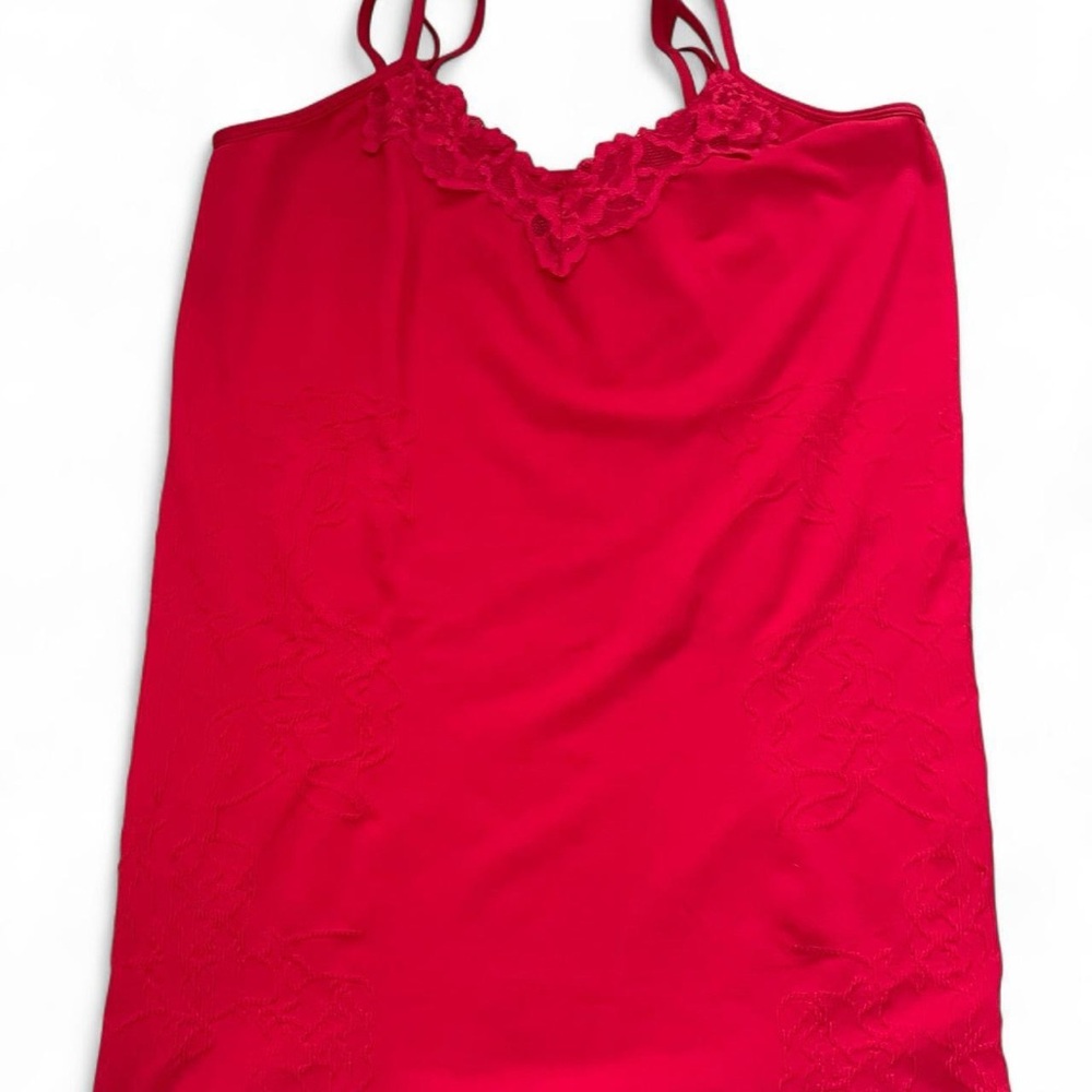 Lace red cami with super cute floral stitch detailing